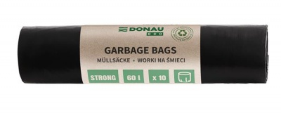 Szemeteszsák, extra erős, 60 l, 10 db, 30 µ, DONAU "Eco", fekete