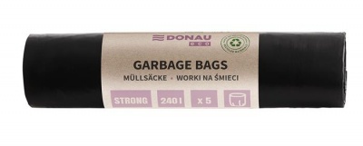 Szemeteszsák, extra erős, 240 l, 5 db, 70 µ, DONAU "Eco", fekete