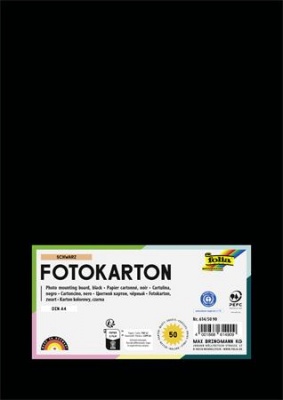 Dekorkarton, A4, 300 g, 50 lap, FOLIA, fekete