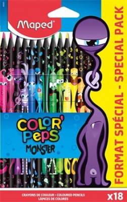 Színes ceruza készlet, háromszögletű, MAPED "Color`Peps Monster" 18 különböző szín