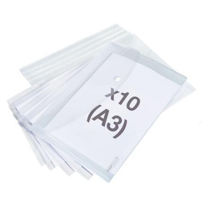 Irattartó tasak, A3, PP, patentos, RAPESCO "Eco", áttetsző