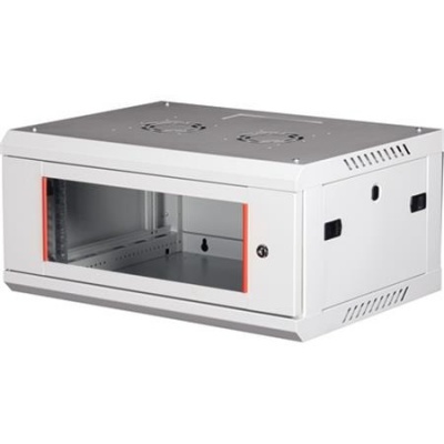 Rack szekrény, fali, 19", 4U, lapraszerelt, LANDE "PROlineB", szürke