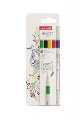 Tűfilc készlet, 0,4 mm, UNI "Emott Vivid", 5 különböző szín