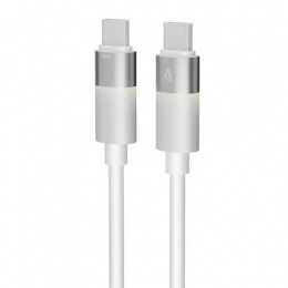 Töltőkábel, USB-C - USB-C, 60W, 1 m, AVAX "CB316 Glowy", fehér