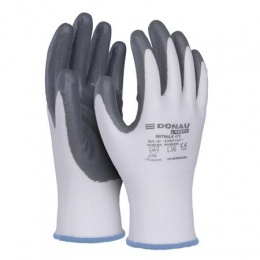 Szerelőkesztyű, nitril, DONAU "Safety 01", 9/L méret, szürke