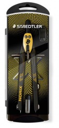 Körző készlet, precíziós, 3 darabos, STAEDTLER "Norix® 555", sárga